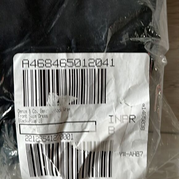 Denim & Co. Beach V-Neck Wrap Front Swim Dress Black 18W‎ NWT IN PACKAGING - Picture 5 of 8